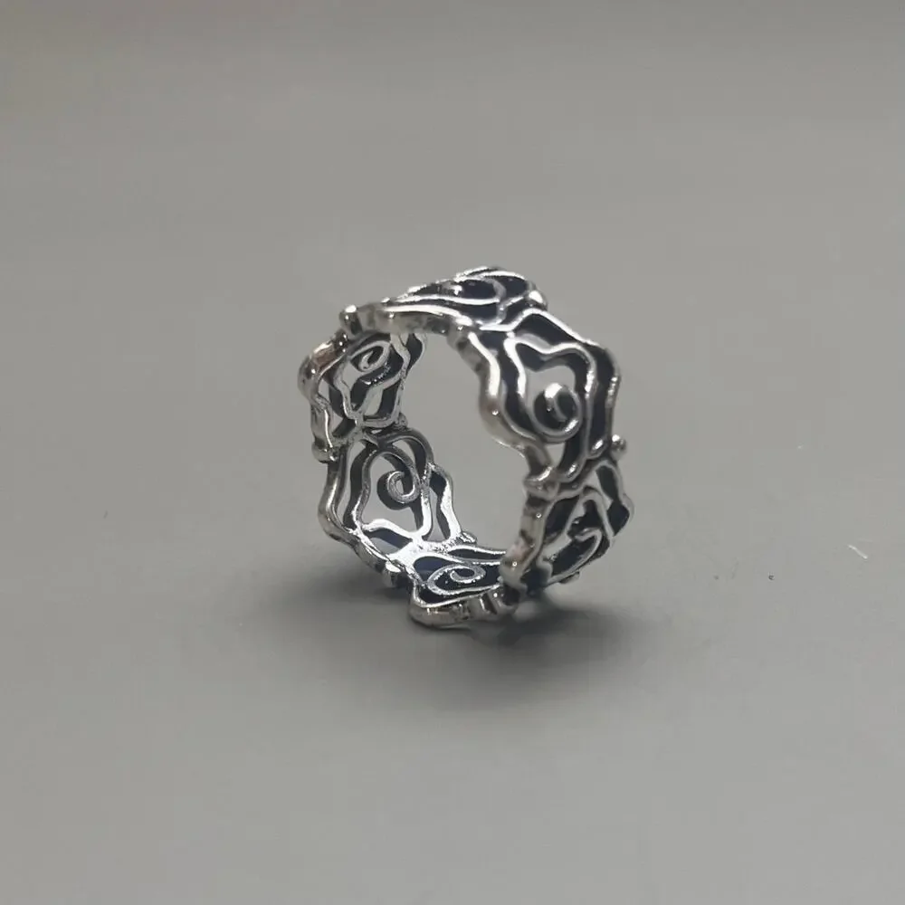 Vintage Silver Wrapped Rose Ring – Size 8, Unisex, Brand New